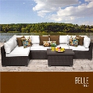 TKC Belle 6 Piece Patio Wicker Sectional Set in White