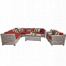 TKC Florence 10 Piece Patio Wicker Sofa Set in Red