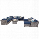 TKC Florence 13 Piece Patio Wicker Sofa Set in Navy