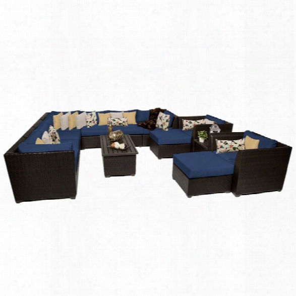 Tkc Barbados 13 Piece Patio Wicker Sofa Set In Navy