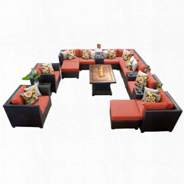 Tkc Barbados 17 Piece Patio Wicker Sofa Set In Orange