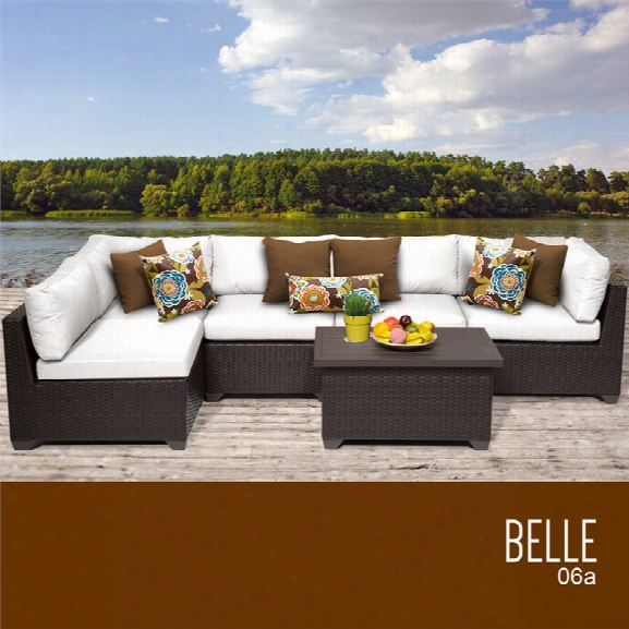 Tkc Belle 6 Piece Patio Wicker Sectional Set In White