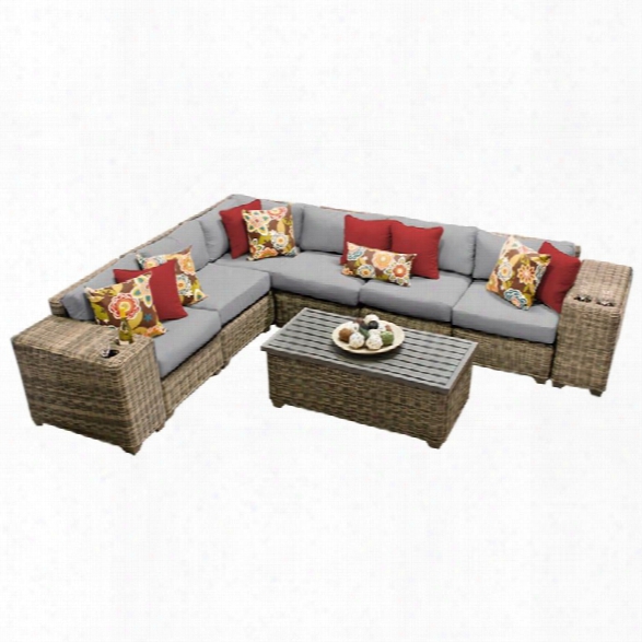 Tkc Cape Cod 9 Piece Patio Wicker Sectional Set In Gray