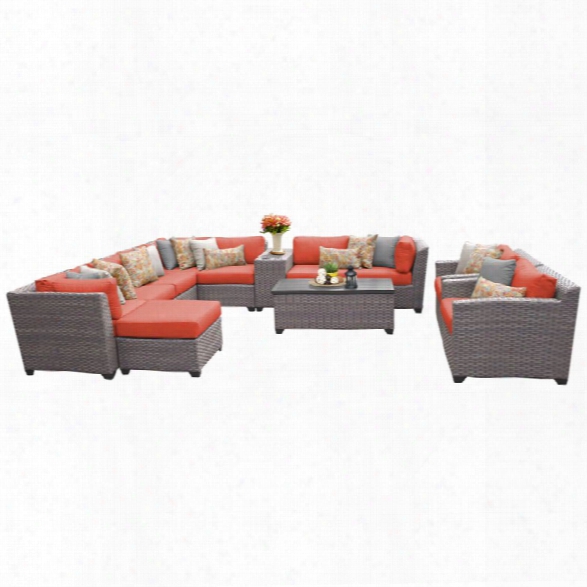 Tkc Florence 12 Piece Patio Wicker Sofa Set In Orange