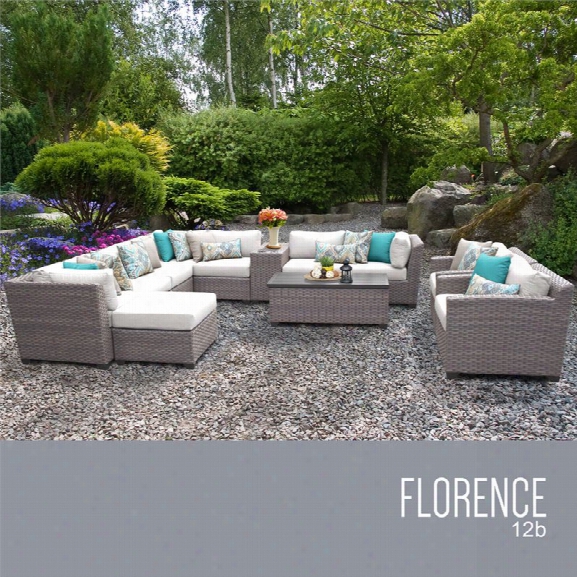 Tkc Florence 12 Piece Patio Wicker Sofa Set In White