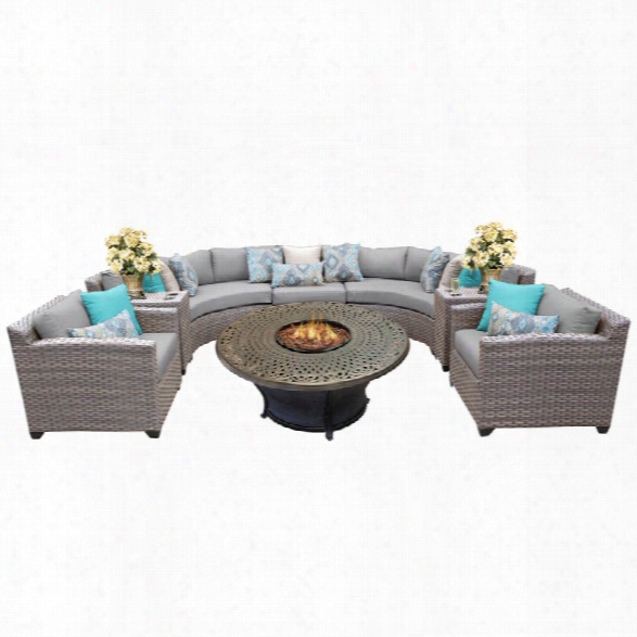 Tkc Florence 8 Piece Patio Wicker Fire Pit Sofa Set