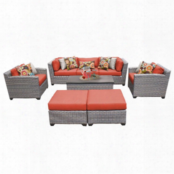 Tkc Florence 8 Piece Patio Wicker Sofa Set In Orange