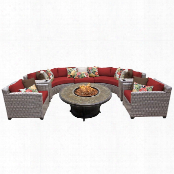 Tkc Florence 8 Piece Patio Wicker Sofa Set In Red