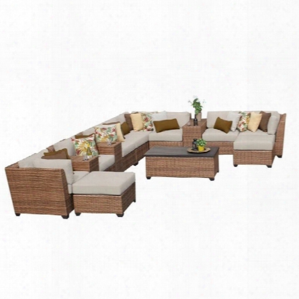 Tkc Laguna 14 Piece Outdoor Wicker Sofa Set In Beige