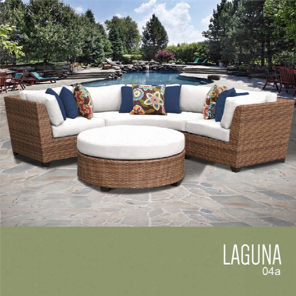 Tkc Laguna 4 Piece Patio Wicker Sectional Set In White