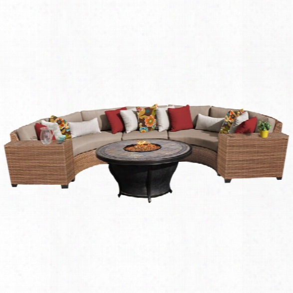 Tkc Laguna 6 Piece Patio Wicker Fire Pit Sectional Set