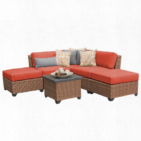 Tkc Laguna 6 Piece Patio Wicker Sofa Set In Orange