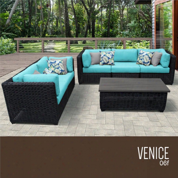Tkc Venice 6 Piece Patio Wicker Sofa Set In Turquoise