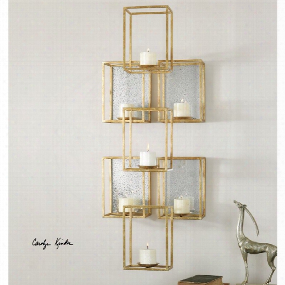 Uttermost Ronana Mirrored Wall Sconce In Gold Leaf