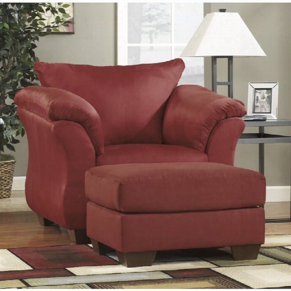Ashley Darcy Fabric Chair With Ottoman In Salsa