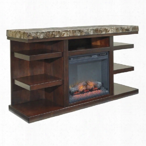 Ashley Kraleene 60 Tv Stand With Led Fireplace Insert In Brown