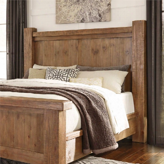 Ashley Tamilo Queen Poster Headboard In Grayish Brown