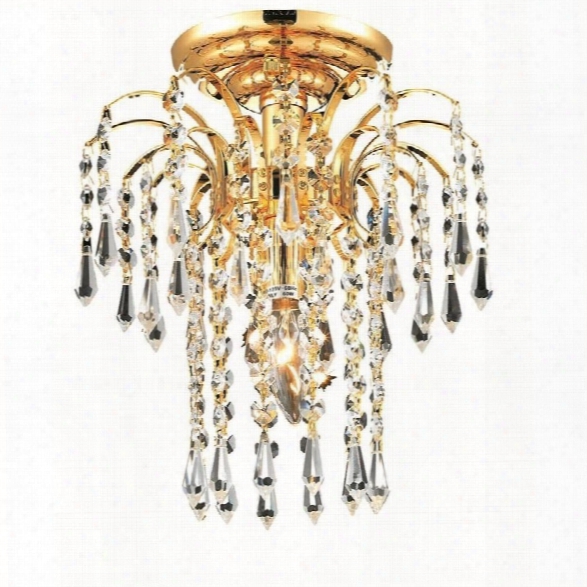 Elegant Lighting Falls 9 Elements Crystal Flush Mount In Gold