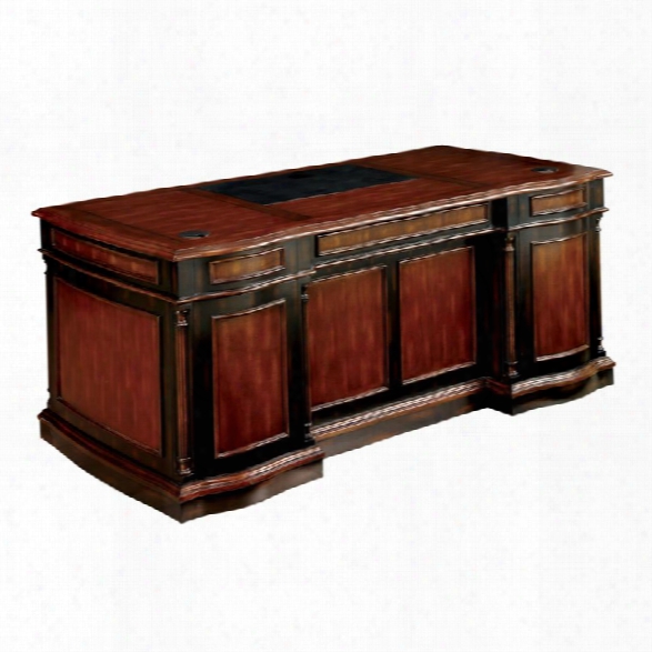 Furniture Of America Gilmour Executive Desk In Cherry And Black