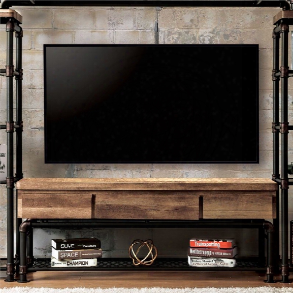 Furniture Of America Jarod Industrial 60 Tv Stand In Antique Black