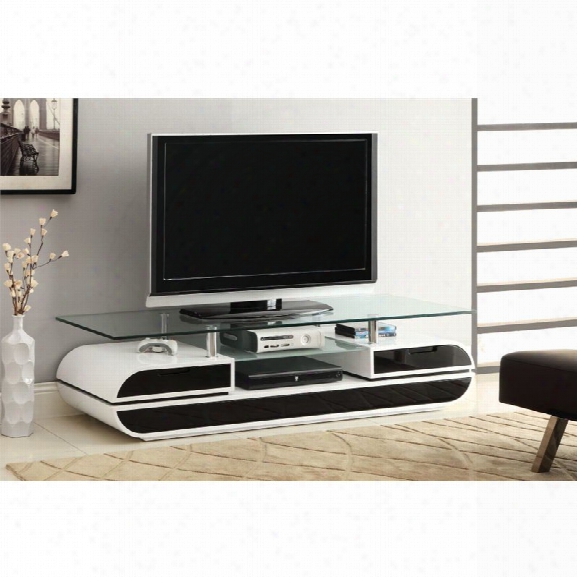 Furniture Of America Joy 63 Glass Top Tv Stand In White