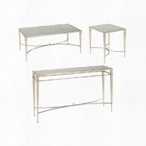 Hammary Mallory 3 Piece Coffee Table Set In Satin Nickel