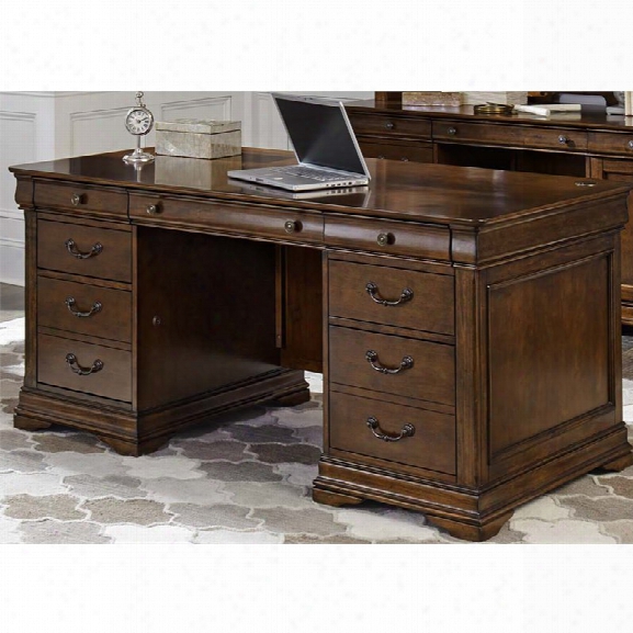 Liberty Furniture Chateau Valley Executive Desk In Brown Cherry