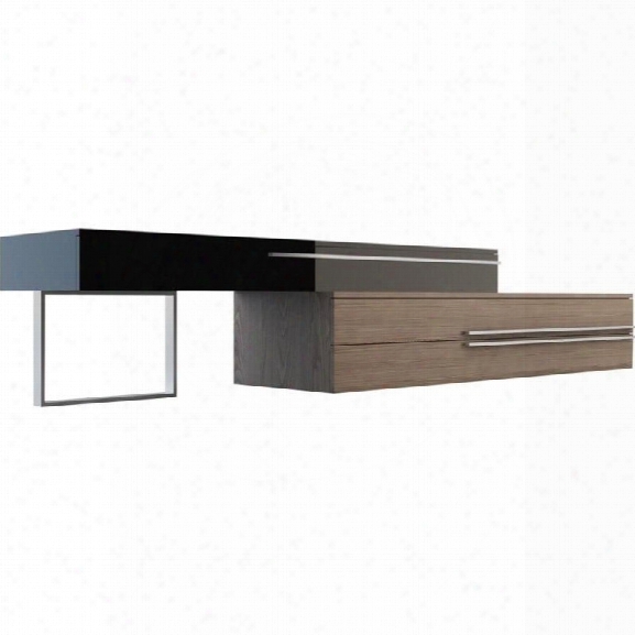 Modloft Grame Rcy Tv Stand In Walnut And Black Lacquer