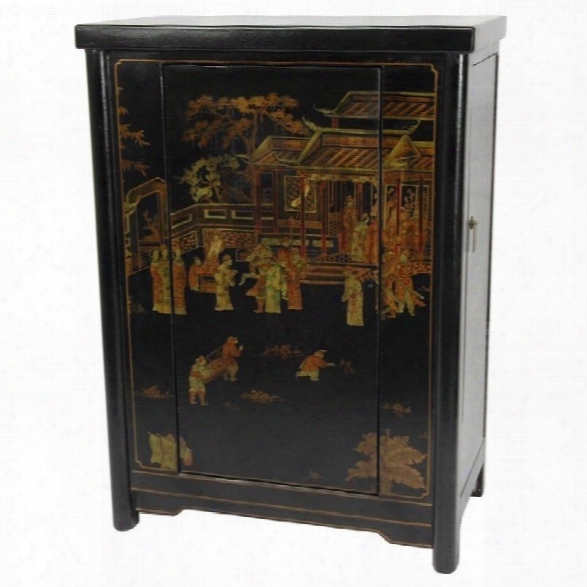 Oriental Furniture Wine Cabinet In Black
