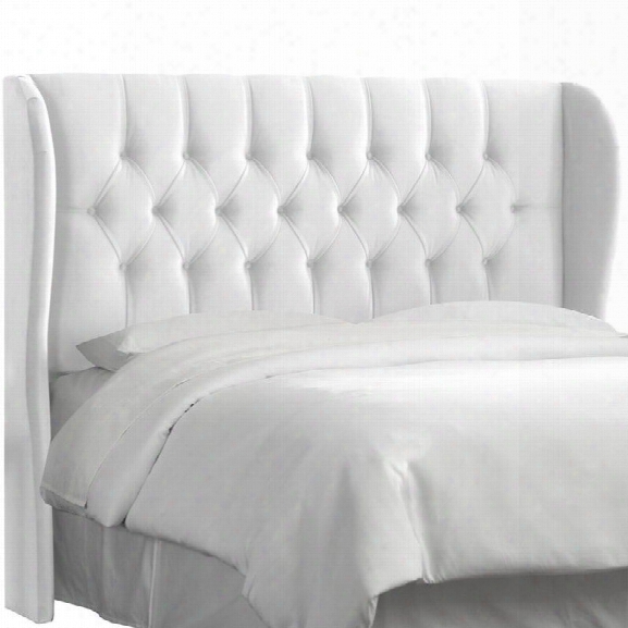 Skyline Tufted Wingback Headboard In Velvet White-full