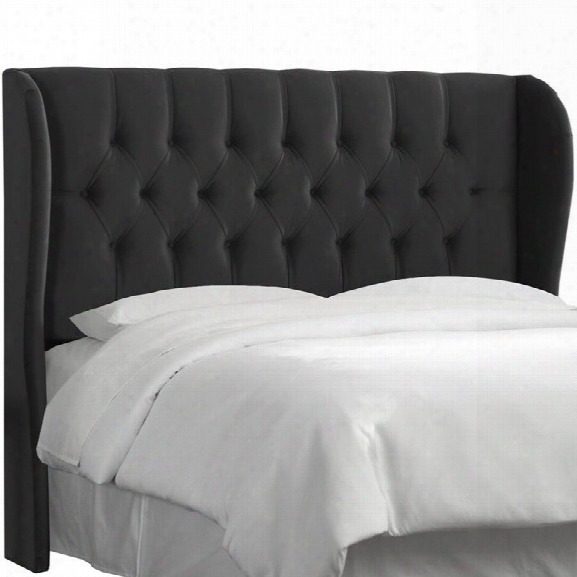 Skyline Tufted Wingback Tufted Panal Headboard In Black-full