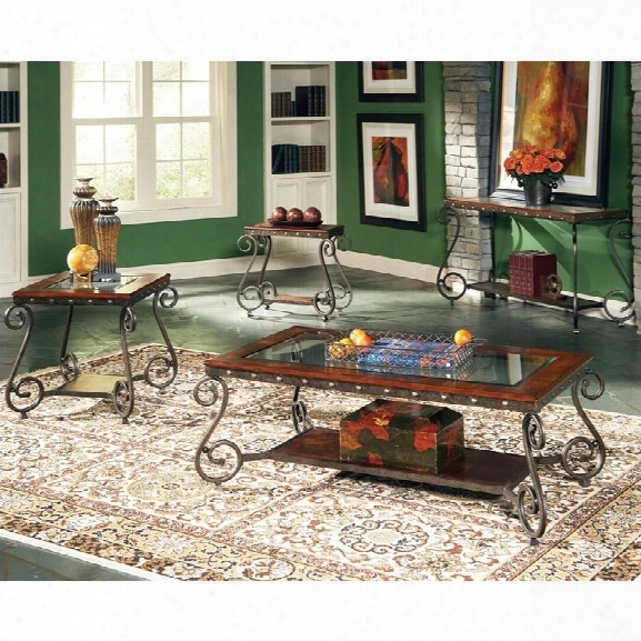 Steve Silver Company Ellery 3 Piece Coffee Table Set In Cherry