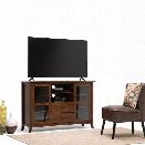 Simpli Home Devon 54 Tall TV Stand in Mahogany Brown