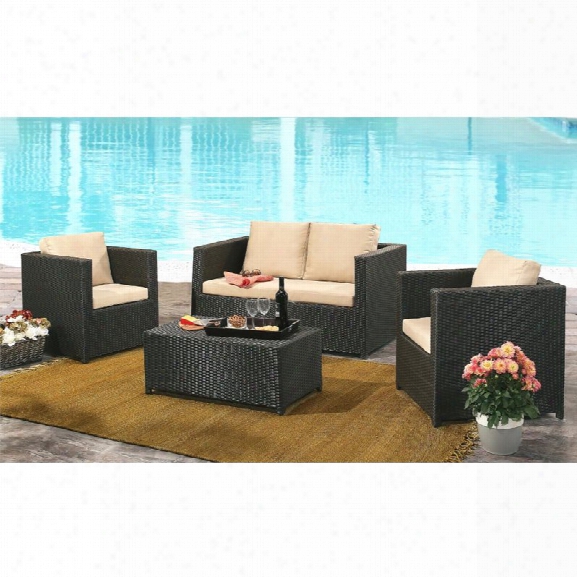 Abbyson Living Reagan Outdoor Wicker 4 Piece Sofa Set In Espresso