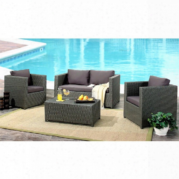 Abbyson Living Reagan Outdoor Wicker 4 Piece Sofa Set In Gray