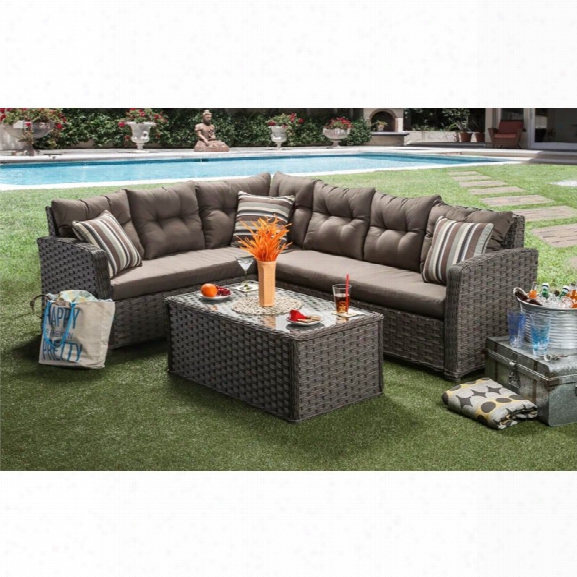 Furniture Of America Callen 2 Piece Patio Sectional Set In Gray