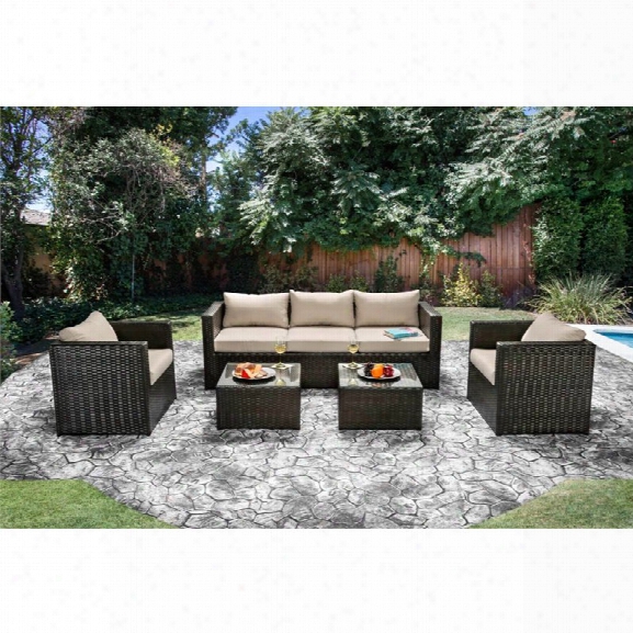 Furniture Of America Marvin 5 Piece Patio Sofa Set In Ivory