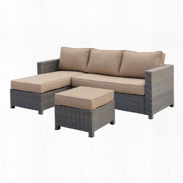 Furniture Of America Wiley 3 Piece Patio Wicker Sectional In Gray