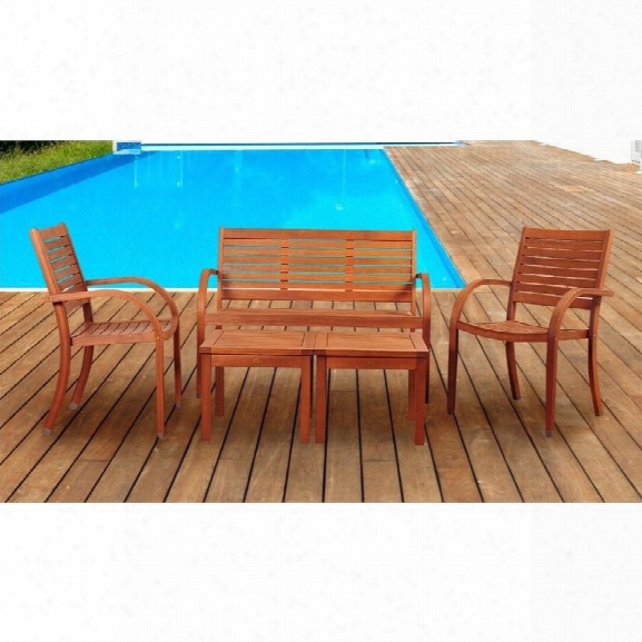 International Home Amazonia 5 Piece Outdoor Sofa Set In Brown