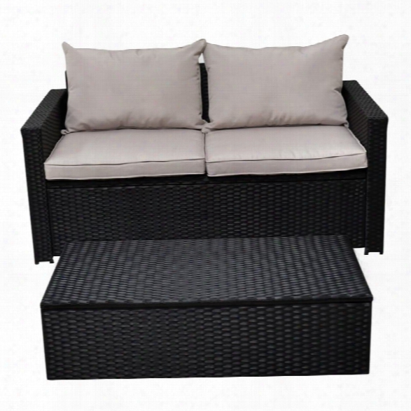 Serta Laguna 2 Piece Wicker Patio Sofa Set In Black