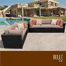 TKC Belle 5 Piece Patio Wicker Sofa Set in Wheat