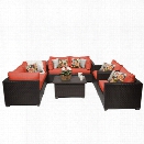 TKC Belle 7 Piece Patio Wicker Sofa Set in Orange