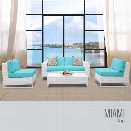 TKC Miami 5 Piece Patio Wicker Sofa Set in Turquoise