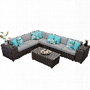 TKC Venice 9 Piece Patio Wicker Sectional Set in Gray