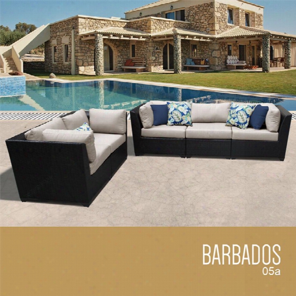 Tkc Barbados 5 Piece Patio Wicker Sofa Set In Beige