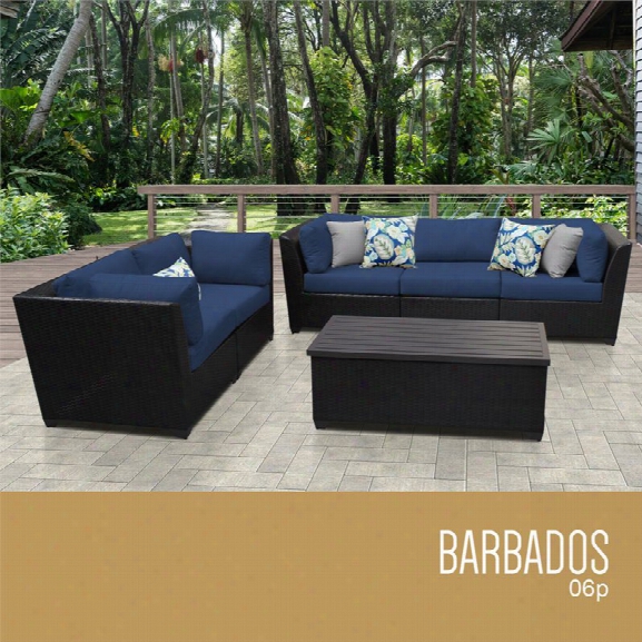 Tkc Barbados 6 Piece Patio Wicker Sofa Set In Blue