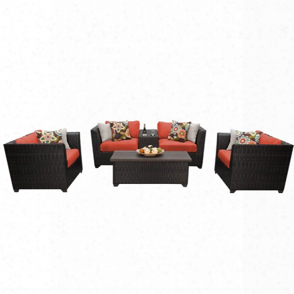 Tkc Barbados 6 Piece Patio Wicker Sofa Set In Orange