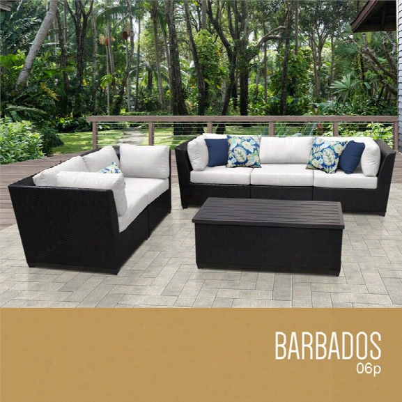 Tkc Barbados 6 Piece Patio Wicker Sofa Set In White