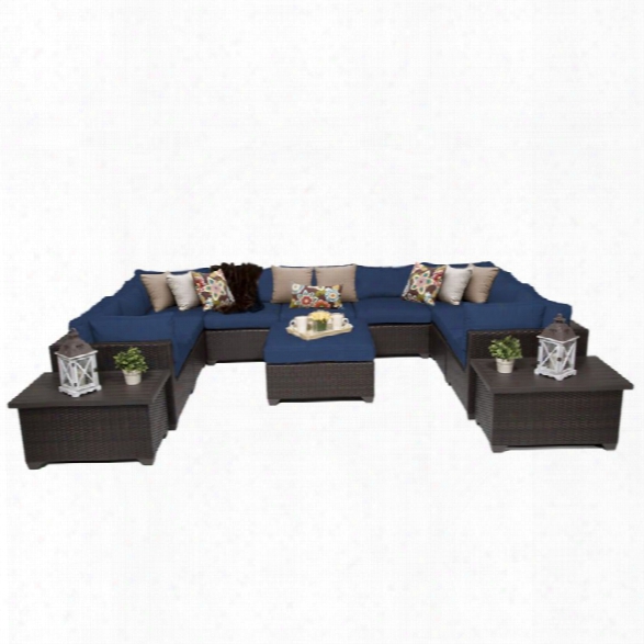 Tkc Belle 12 Piece Patio Wicker Sofa Set In Navy