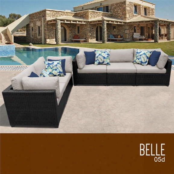 Tkc Belle 5 Piece Patio Wicker Sofa Set In Beige